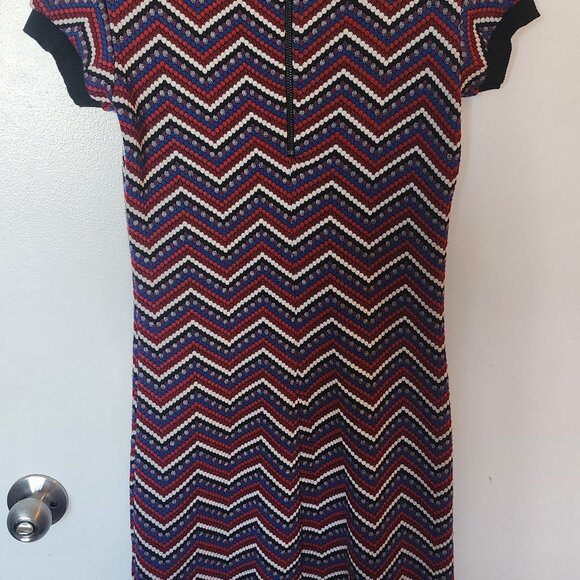 Zara woman multi colored zig zag patterned crew sweater dress - Picture 2 of 3